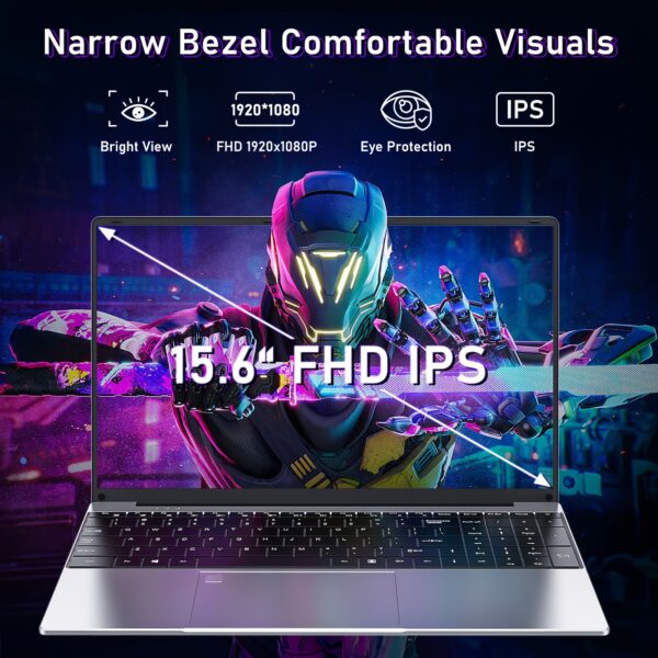 NIAKUN 15.6 Inch Laptop Computer, Gaming Laptop, AMD Ryzen 7 5700U 8C/16T Processor (up To 4.3Ghz), 16GB RAM 1TB SSD, AMD Radeon Graphics, 15.6" FHD 1920 * 1080 Display, WiFi 5, BT5.0, Backlit Keyboard - Image 6