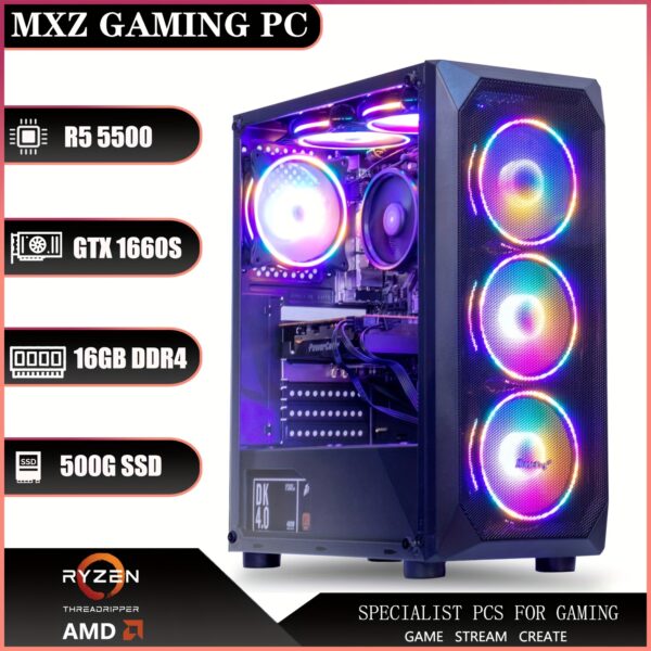 MXZ Gaming PC Computer AMD Ryzen 5 5500 3.6GHz, GeForce GTX 1660S, 16GB(8G*2) DDR4 3200, NVME 500GB SSD, 6RGB Fans, WIFI & Gamer Desktop Computer (R5 5500| GTX1660S) - Image 3
