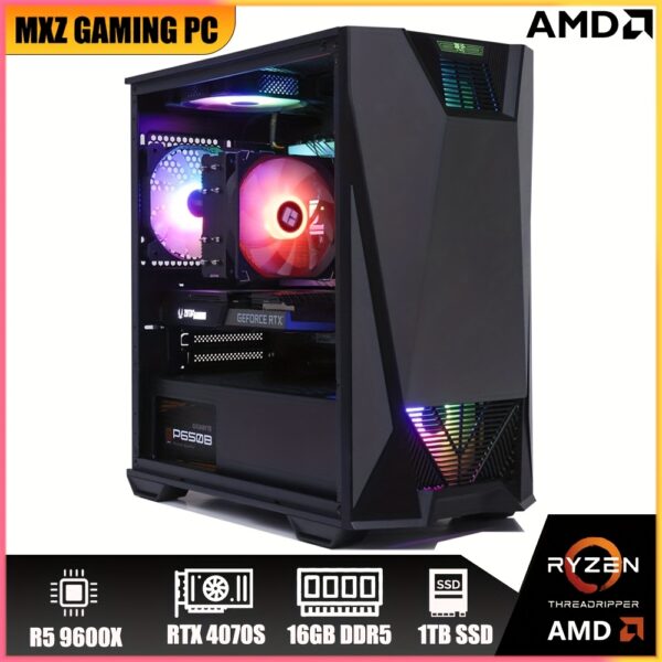 MXZ High Performance Gaming PC, AMD Ryzen 5 9600X, GeForce RTX 4070 Super, B650, 16GB DDR5, 1TB NVME, 5 RGB Fans