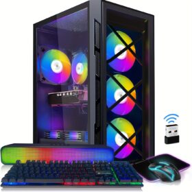 STGAubron Gaming Desktop PC, Intel Core i7 3.4G up to 3.9G, GeForce GTX 1660 Super 6G GDDR6, 16G RAM, 512G SSD, 600m WiFi, Wireless 5.0, RGB Fan x 6, RGB Keyboard&Mouse&Mouse Pad, RGB Wireless Sound Bar, W10H64