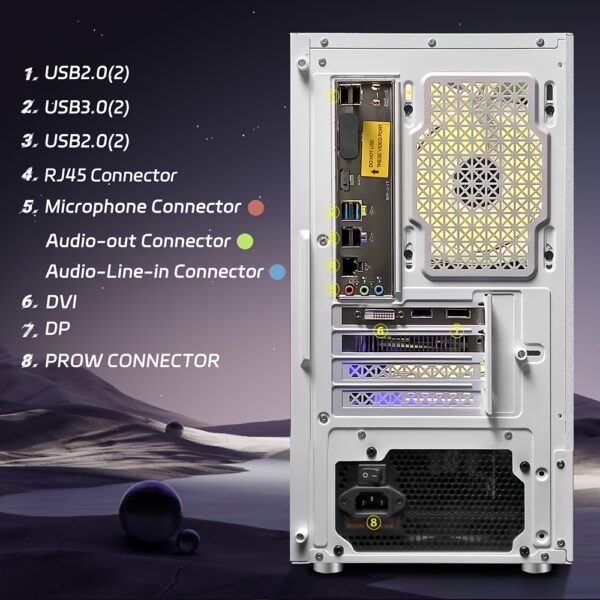 STGAubron Gaming Desktop PC, Intel Core i7-6700 up to 4.0G, 32G DDR4, 2T SSD, Radeon RX 580 16G GDDR5, 600M WiFi, RGB Fan x 3, RGB Keyboard&Mouse, RGB Mouse Pad, RGB Sound Bar, W10H64 - Image 5