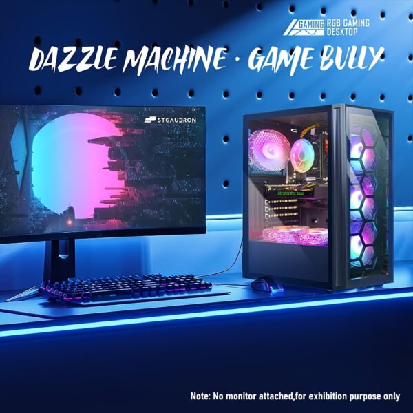 STG Aubron Gaming PC Desktop, GeForce RTX 2060 6G GDDR6, Core I7 3.4 GHz up to 3.9 GHz, 16G RAM, 512G SSD, 600m WiFi, RGB Fan x6, RGB Mouse Pad, RGB BT Sound Bar, Windows 10 Home, STGAUBRON - Image 4