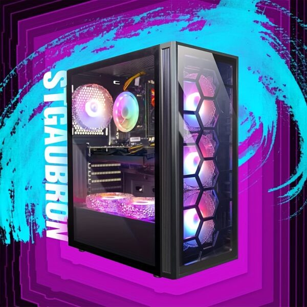 STGAubron Gaming Desktop PC, Core I7 3.4G Up To 3.9G, GeForce RTX 2060 Super 8G GDDR6, 32G, 1TB SSD, WiFi, Wireless 5.0, RGB Keybaord, RGB Mouse Pad, RGB Wireless Sound Bar, RGB Wireless Headset Mic, W10H64 - Image 5
