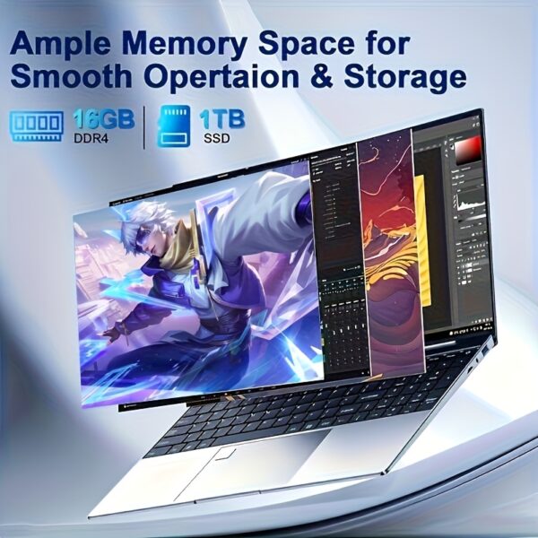 2025 Latest 15.6-inch Intel Core i5-1020G4 Laptop with 16GB RAM, 1TB SSD, 1080P Full HD Display, Backlit Keyboard, Fingerprint Security, Webcam, USB 3.0 & WiFi - Includes 32GB USB Drive - Image 4