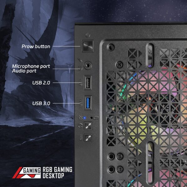 STGAubron Gaming Desktop PC, Intel Core i7 3.4G up to 3.9G, 32G RAM, 1T SSD, Radeon RX 580 16G GDDR5, 600m WiFi, Wireless 5.0, RGB Fan x 5, RGB Keyboard&Mouse, RGB Mouse Pad, RGB Wireless Sound Bar, W10H64 - Image 7
