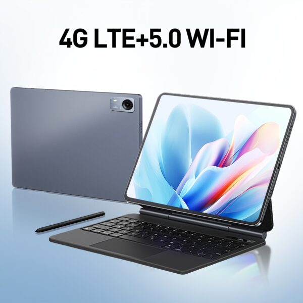 T606 Tablet Android 14 Tablet 12GB(4+8)RAM+128GB ROM HD Dual Cameras 1280*800 Resolution With Face Recognition 4G LTE Dual SIM Cards Can Make Calls Octa-core Processor Support Office Study And Entertainment With Keyboard And Mouse Christmas Gifts New Year Gifts
