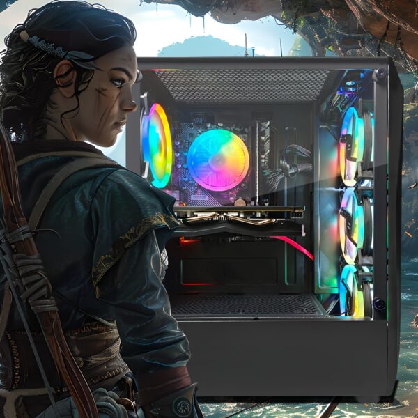 STGAubron Gaming PC Desktop Computer, 10th Gen G5905 3.5G, Radeon RX 550, 16GB DDR4 RAM, 512GB SSD, 600m WiFi, RGB Fan X 4, Windows 11 Home - Image 4