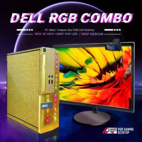 PC Golden Treasure Box RGB Dell Desktop Quad Core I5 up to 3.6Ghz, 16G, 512G SSD, WiFi, RGB Gaming Keyboard & Mouse, DVD, New 22" 1080 FHD LED, RGB Sound Bar, Webcam, Win 10 Pro (Renewed)