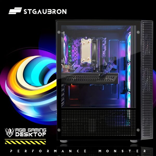 STGAubron Gaming PC Computer Desktop, AMD Ryzen 5 5500 Up To 4.2GHz, Radeon RX 580 8G, 16GB DDR4 RAM, 512GB SSD, WiFi 6 5G Supported, RGB Fan X4, Windows 11 Home - Image 5