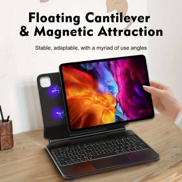 The Magic Keyboard Case For IPad Air 13(M2 2024/M3 2025) And for ipad Pro 12.9 Inch 6th/5th/4th/3rd Gen Will Change Your Experience.7-colour Backlight Design With Three Levels Of Adjustable Brightness. Newly Upgraded Large Touchpad Supports Multi-gesture Operation And Floating Cantilever Stand Provides Multi-angle Adjustment. Hall Switch Design Allows The Device To Enter Wake/sleep State At Any Time Without The Need For A Physical Switch, (Note:Tablet And Pencil Not Inclued) - Image 4
