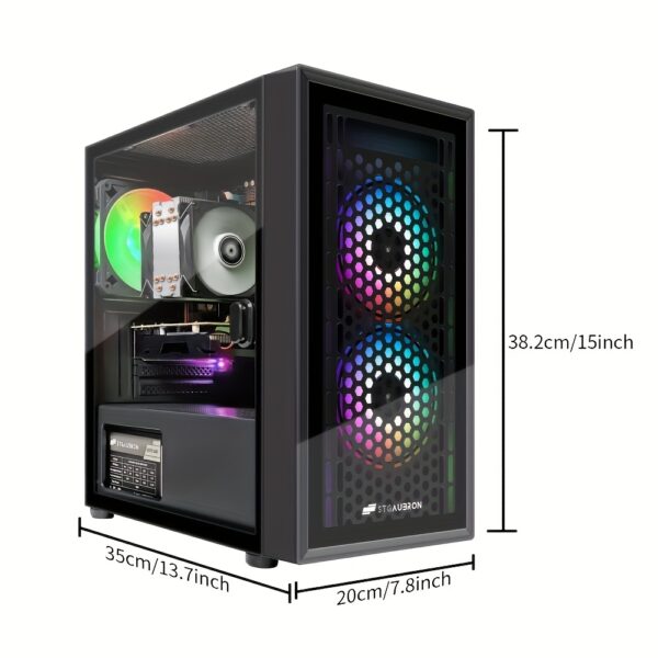 STGAubron Gaming Desktop PC - Intel Core i7-8700, 16GB RAM, 512GB SSD, Radeon RX 550 4GB, RGB Fans, Windows 10 Home, RGB Keyboard & Mouse, 600Mbps WiFi, Gaming Setup | RGB Lighting Setup | Sleek Gaming PC, Gaming Accessories - Image 2