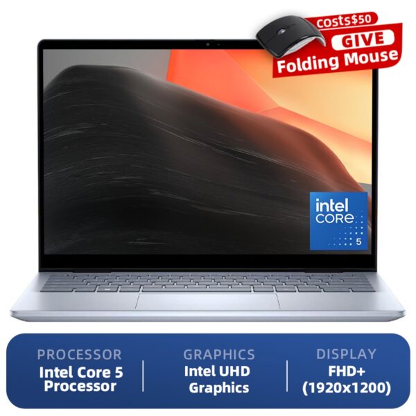 Dell Inspiron 14 2-in-1 Laptop with Folding Mouse - 14" FHD+ Touchscreen, Intel Core i5-120U Processor, 40GB DDR5 RAM, 2TB SSD, Intel Iris Xe Graphics, Wi-Fi 6E, Backlit Keyboard, FHD Webcam, Windows 11 Home, Ice Blue