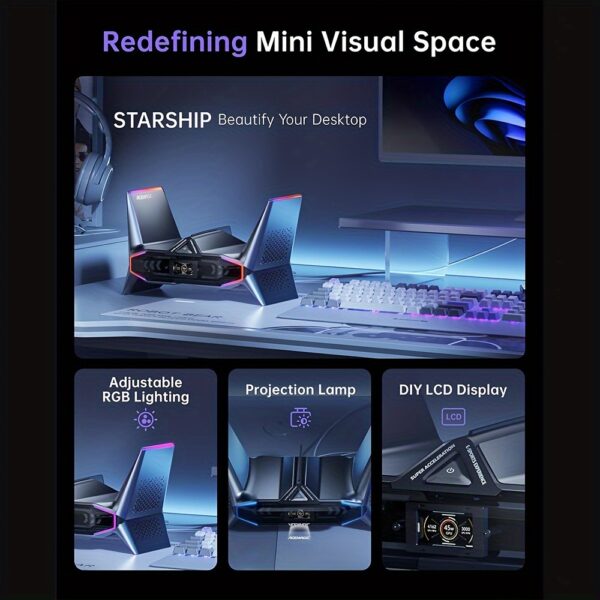 ACEMAGIC STARSHIP M2A Gaming Mini PC I7-12700H(up To 4.7GHz) GeForce RTX 3060M(12GB) 32GB RAM DDR5 1TB PCIe3.0*4 SSD WiFi 6 BT5.2 Dual 2.5G LAN 8K Four Display USB4 Logo Projection - Image 4