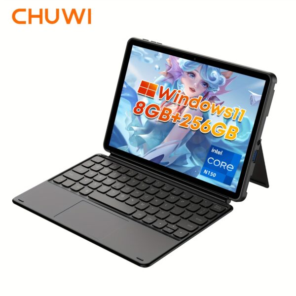 CHUWI Hi10 X1 10.1" 2-in-1 Convertible Tablet Laptop with Keyboard, 13th Gen Intel N150 Processor, 8GB RAM 256GB SSD, Windows 11 Home, 1280x800 IPS Display, WiFi6 & Wireless 5.2, Dual Camera, Headphone Jack, USB-C/USB 3.2, LPDDR5