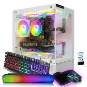 STGAubron Gaming Desktop PC, Intel Core i7-6700 up to 4.0G, 32G DDR4, 2T SSD, Radeon RX 580 16G GDDR5, 600M WiFi, RGB Fan x 3, RGB Keyboard&Mouse, RGB Mouse Pad, RGB Sound Bar, W10H64