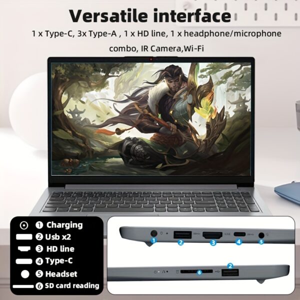 Lenovo Ideapad 1 Laptop 14" HD Display Intel Celeron N4020 Processor, 4GB RAM 64GB eMMC + 128GB SD Card, 10-Hour Battery, Wi-Fi 6, Windows 11 Home, Privacy Camera, Audio, Grey - Student & Business Laptop, Longlasting Battery | Sleek Design | Lightweight Design - Image 5