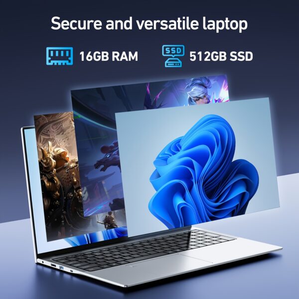 Latest 16-inch Full HD Laptop, 16GB RAM 512GB PCIe SSD, 12th Gen Intel N95 Processor (up to 3.4GHz), Full-featured Work Laptop, Special Features Fingerprint Reader, HD Audio, Backlit Keyboard, Memory Card Slot, Numeric Keypad, Integrated Graphics, Student And Business Office Laptop - Image 4