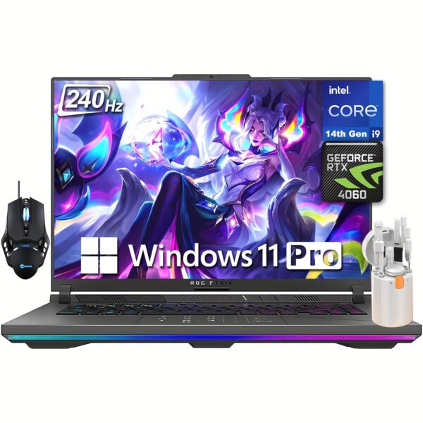 ASUS High Performance ROG Strix G16 Gaming Laptop, 16" 240Hz WQXGA Display, 14th Gen Intel I9-14900HX, 32GB DDR5 RAM, 1TB SSD, GeForce RTX 4060, Backlit KB, WiFi 6E, Windows 11 Pro, With Cefesfy Mouse, Cleaning Kit