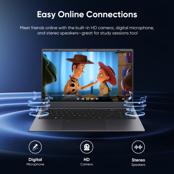 COOLBY 2025 New Business Office Student Learning Thin And Light Laptop, Intel N95 (3.40GHz), Quad-core Quad-thread, 7nm Process, 15.6-inch IPS1080P HD Display, LPDDR5 12GB RAM+M.2 1TB ROM, Support TF Expansion Card, Suitable for Student Learning, Business Office And Other Scenarios, Back to School Season, Gift, Portable - Image 9
