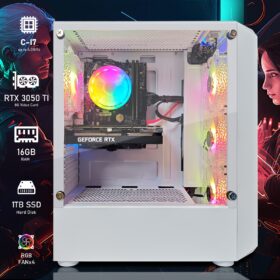 STG Aubron Gaming Computer Desktop, GeForce RTX 3050 Ti M8G, Core i7 up to 3.9GHz, 16G Ram, 1T SSD, 600M WiFi 6, RGB Fan x4, RGB Mouse Pad, Windows10 Home