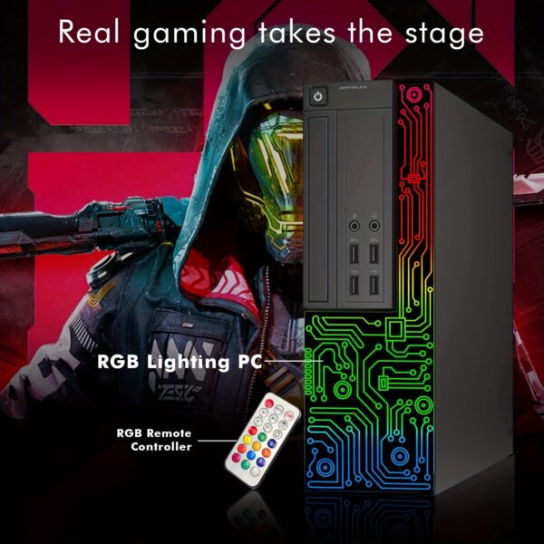 Dell Gaming OptiPlex Desktop RGB Computer PC, Core I7, RX 550 4GB GDDR5, 16GB RAM, 512GB SSD, 24 Inch HDTV Monitor, RGB Keyboard Mouse And Headset, WiFi, Windows 10 Pro (Renewed) - Image 3