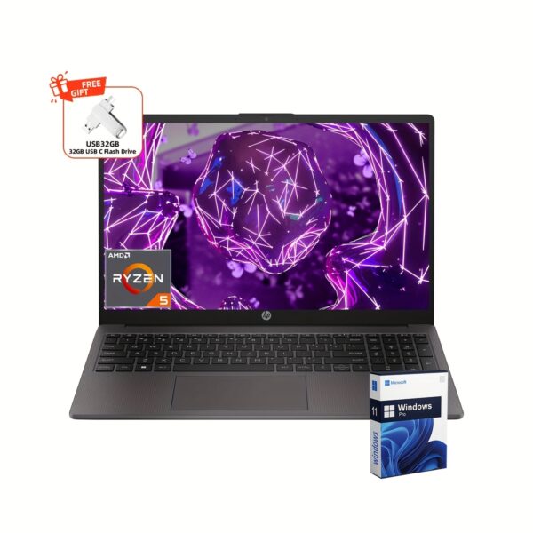 HP 255 G10 15.6" FHD Business Laptop, AMD Ryzen 5 7530U, 16GB RAM, 1TB SSD, AMD Radeon Graphics, Numeric Keypad, Webcam, Wi-Fi 6, Windows 11 Pro, with 32GB USB Flash Drive
