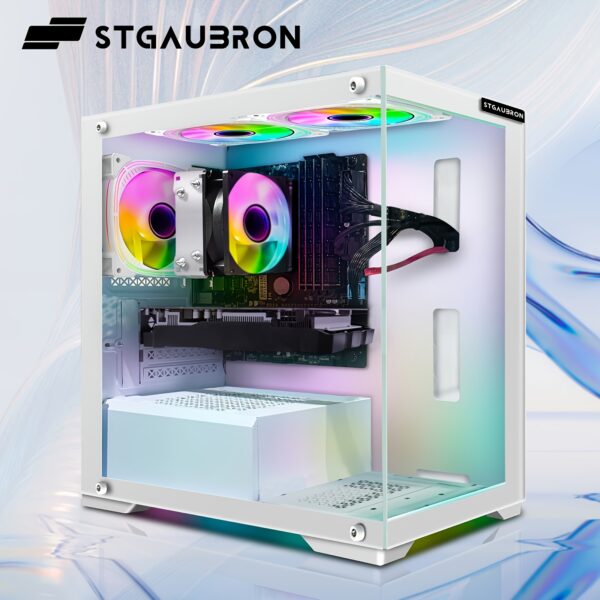 STGAubron Gaming PC Desktop, GeForce RTX 2060 6G GDDR6, AMD Athlon 3000G 3.5G, 16G DDR4, 512G SSD, 600M WiFi, BT 5.0, RGB Fan x 3, RGB Mouse Pad, Windows 11 Home, White - Image 4