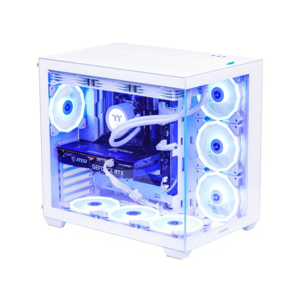 Mloong Gaming PC Intel Core i9-14900KF & GeForce RTX 5080 Gaming Desktop with 2TB NVMe SSD, 64GB DDR5, 7-Airflow RGB Fans, Water Cooling & RGB Lighting - 4K Gaming, White/Blue Design, Highperformance Computer, Modern Computer Case, Advanced Cooling System, Highend Computer, Sleek Design, Highquality Components, Esports Players - Image 8