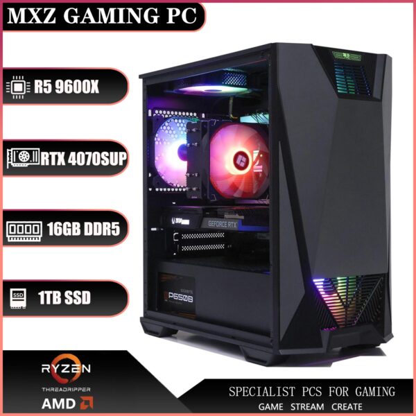 MXZ High Performance Gaming PC, AMD Ryzen 5 9600X, GeForce RTX 4070 Super, B650, 16GB DDR5, 1TB NVME, 5 RGB Fans - Image 3
