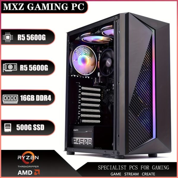 MXZ Gaming PC Desktop Computer, AMD Ryzen 5 5600GT 3.6GHz, AMD Radeon RX Vega 7 Graphics, 16GB DDR4, NVME 1TB SSD, 6RGB Fans, Gamer Desktop Computer (R5 5600GT) - Image 3