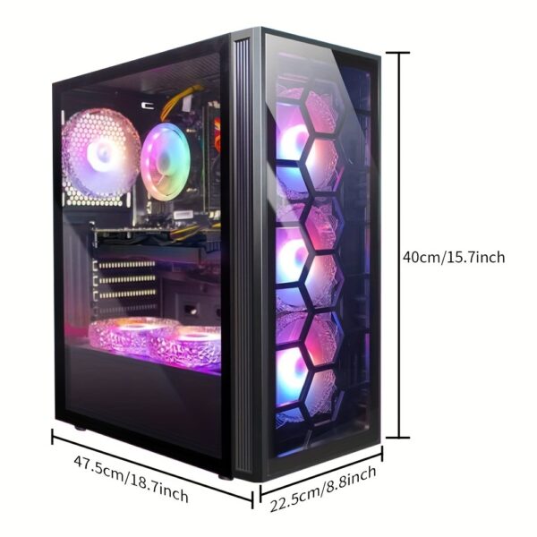 STGAubron Gaming Desktop PC with Intel Core i7, GeForce RTX 2060 Super, 32GB RAM, 1TB SSD, WiFi, RGB Keyboard & Mouse Pad - Black Hexagonal Design, Perfect for Gaming, Streaming & Home Office - Image 2