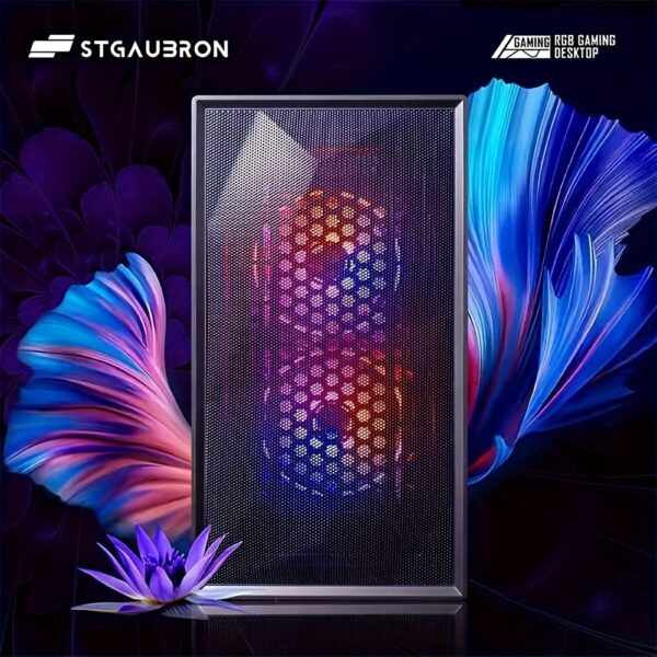 STGAubron Gaming Desktop PC, Intel Core I5 3.3Ghz Up to 3.7Ghz, AMD Radeon RX 550 4G GDDR5, 16GB RAM, 512GB SSD, WiFi, Wireless 5.0, RGB Fans x 3, RGB Keyboard & Mouse, RGB Mouse Pad, Windows 10, H64 - Image 4