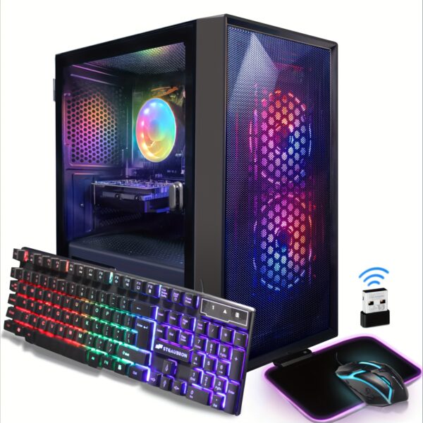 STGAubron Gaming Desktop PC, Intel Core I5 3.3Ghz Up to 3.7Ghz, AMD Radeon RX 550 4G GDDR5, 16GB RAM, 512GB SSD, WiFi, Wireless 5.0, RGB Fans x 3, RGB Keyboard & Mouse, RGB Mouse Pad, Windows 10, H64 - Image 3