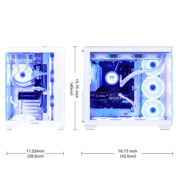 Mloong Gaming PC Intel Core i9-14900KF & GeForce RTX 5080 Gaming Desktop with 2TB NVMe SSD, 64GB DDR5, 7-Airflow RGB Fans, Water Cooling & RGB Lighting - 4K Gaming, White/Blue Design, Highperformance Computer, Modern Computer Case, Advanced Cooling System, Highend Computer, Sleek Design, Highquality Components, Esports Players - Image 2