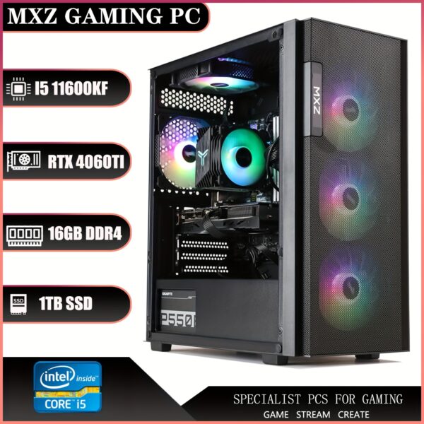MXZ Gaming PC Computer I5 11600KF, RTX4060Ti, 8GB*2 DDR4, NVME M2 1T, 6RGB Fans, Gamer Desktop Computer(I5 11600F| RTX4060Ti) - Image 3