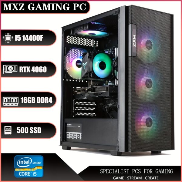 MXZ Gaming PC Computer Intel Core I5 14400F 3.6GHz, 16GB DDR5, NVME 500GB/1TB SSD, 5 RGB Fans, Gamer Desktop Computer Optional RTX 4060/RX7800XT/RTX4070 - Image 3