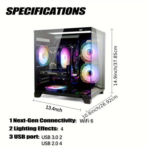 LXZ Gaming PC Desktop, I5-12400F, 2.5GHz, GeForce RTX 3050 6GB, 16GB DDR4 RAM, 1TB NVME SSD, for Gaming And Work, Black - Image 5