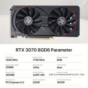 Peladn Gaming RTX3070 8G Graphics Card GDDR6 RGB Lighting PCI Express 4.0 Video Card Triple-fan Edition