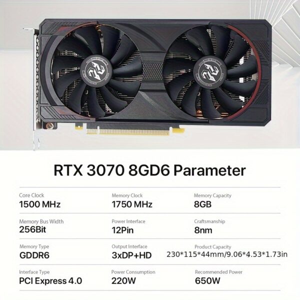 Peladn Gaming RTX3070 8G Graphics Card GDDR6 RGB Lighting PCI Express 4.0 Video Card Triple-fan Edition