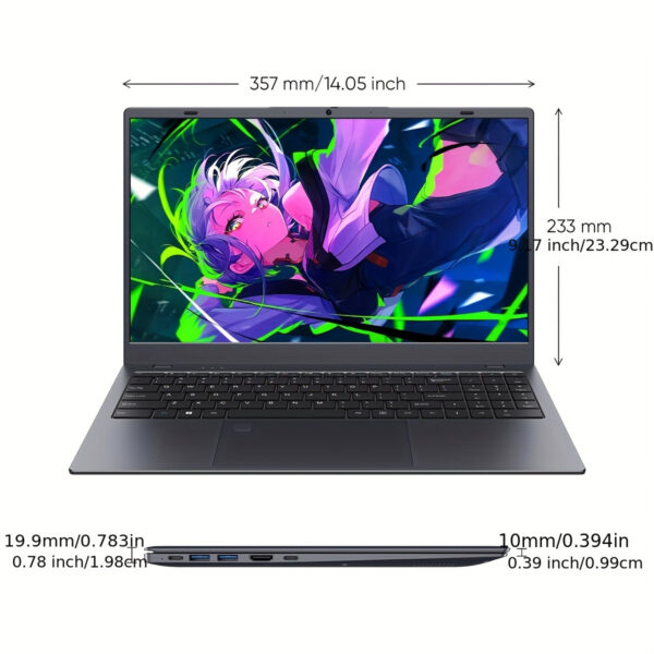 COOLBY 2025 New Business Office Student Learning Thin And Light Laptop, Intel N95 (3.40GHz), Quad-core Quad-thread, 7nm Process, 15.6-inch IPS1080P HD Display, LPDDR5 12GB RAM+M.2 1TB ROM, Support TF Expansion Card, Suitable for Student Learning, Business Office And Other Scenarios, Back to School Season, Gift, Portable - Image 2