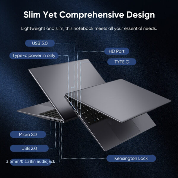 COOLBY 2025 New Business Office Student Learning Thin And Light Laptop, Intel N95 (3.40GHz), Quad-core Quad-thread, 7nm Process, 15.6-inch IPS1080P HD Display, LPDDR5 12GB RAM+M.2 1TB ROM, Support TF Expansion Card, Suitable for Student Learning, Business Office And Other Scenarios, Back to School Season, Gift, Portable - Image 8