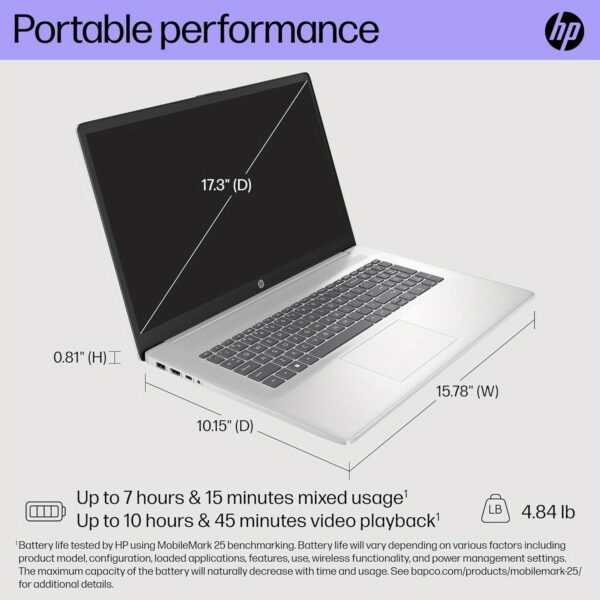 HP 17 inch Touchscreen Laptop Computer Business, MS Office 2024, 17.3" HD+ Display, 10-Core Intel 7-150U (up to 5.4 GHz), 64 GB RAM, 4 TB SSD, Backlit Keyboard, Wi-Fi 6, Windows 11 Pro, w/Accessories - Image 7