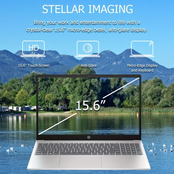 HP 15.6" Touchscreen Laptop for Business & Students - Intel Core i3-1215U, 8GB RAM, 512GB SSD, Intel UHD Graphics, Long Battery Life, Fast Charge, WiFi 6E, Windows 11 Home, HD Camera, Dual Speakers, QWERTZ Keyboard, Touchscreen Notebook | Vibrant Screen | Durable Construction - Image 6