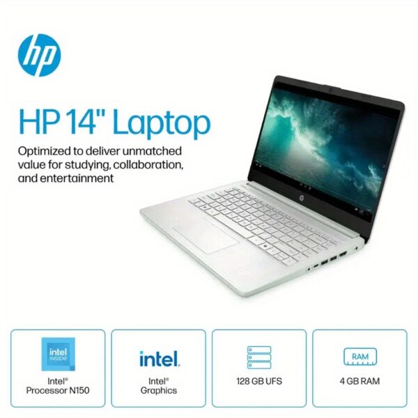 HP 14" HD Business Laptop, Intel Processor N150, 4GB RAM, 128GB UFS, Intel Graphics, Wi-Fi 6, Windows 11 Home in S Mode, Willow Green - Image 6