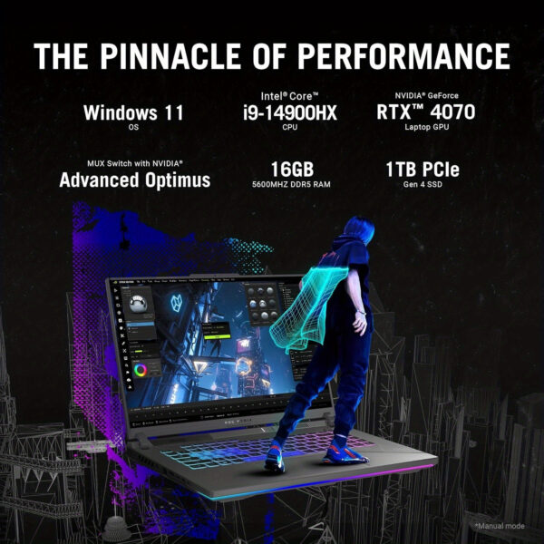 ASUS ROG Strix G16 Gaming Laptop 16" WQXGA 240Hz Display, NVIDIA GeForce RTX 4070, Intel Core i9-14900HX, 16GB DDR5 RAM, 1TB SSD, Wi-Fi 6E, Backlit Keyboard, Windows 11 Home, 32GB USB, Eclipse Gray, Vibrant Display, Durable Construction - Image 2