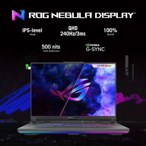 ASUS ROG Strix G16 Gaming Laptop 16" WQXGA 240Hz Display, NVIDIA GeForce RTX 4070, Intel Core i9-14900HX, 16GB DDR5 RAM, 1TB SSD, Wi-Fi 6E, Backlit Keyboard, Windows 11 Home, 32GB USB, Eclipse Gray, Vibrant Display, Durable Construction - Image 3