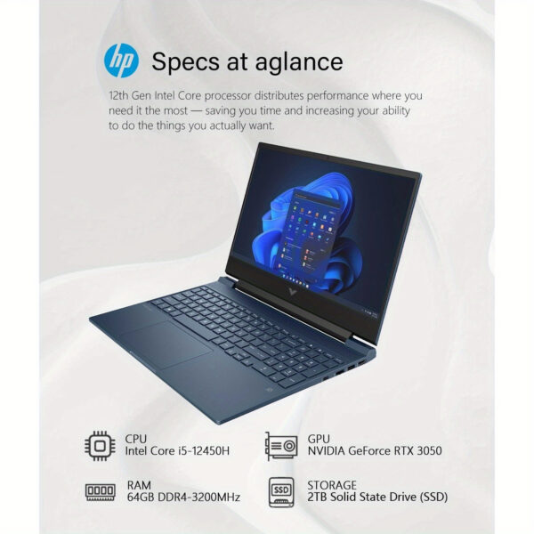 HP Victus 15.6" FHD 144Hz Gaming Laptop, Intel 8-Core i5-12450H, NVIDIA GeForce RTX 3050, 16GB, 1TB SSD, Backlit Keyboard, WiFi 6, Windows 11 Home, with Cleaning Brush - Image 5