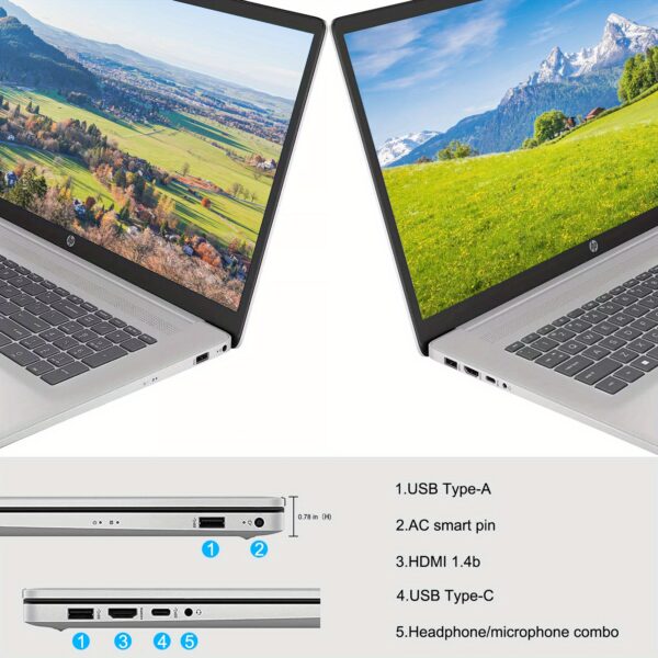 HP 2023 Newest 17'' Laptop, AMD Ryzen 5 7530U(Beats i7-9750H), HD LED 17.3''Touchscreen Display, Up to 64GB LPDDR4 RAM, Up to 2TB SSD, Wi-Fi 6E, Wireless, Win11 Pro - Image 4