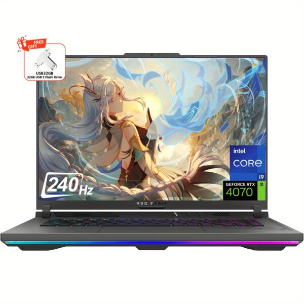 ASUS ROG Strix G16 Gaming Laptop 16" WQXGA 240Hz Display, NVIDIA GeForce RTX 4070, Intel Core i9-14900HX, 16GB DDR5 RAM, 2TB SSD, Wi-Fi 6E, Backlit Keyboard, Windows 11 Home, 32GB USB, Eclipse Gray, Vibrant Display, Durable Construction, Highperformance Laptop, Compact Laptop, Sturdy Laptop, Fast Gaming Laptop, Tech Enthusiasts