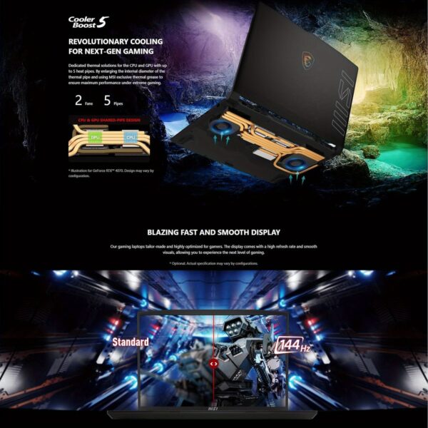 MSI Crosshair 16 Gaming Laptop, Intel Core i7 14650HX(Up to 5.2GHz), NVIDIA RTX 4070, 16" 144Hz 16:10 FHD+ IPS Display, 64 GB DDR5, 4 TB SSD, Windows 11 Pro& MS Office Pro License, w/Accessories - Image 5